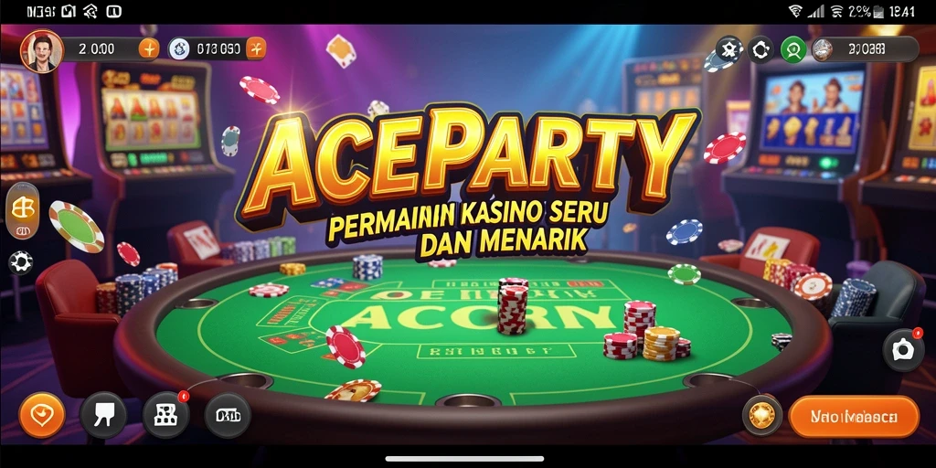Tampilan gameplay ACEPARTY yang penuh aksi dalam lingkungan Kasino.