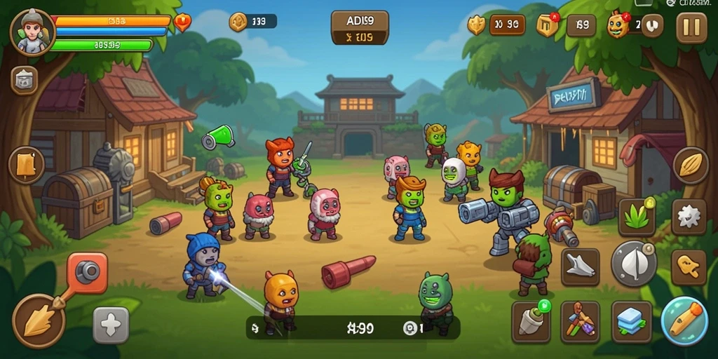 Tampilan permainan Idle yang menarik dan mudah dipahami.