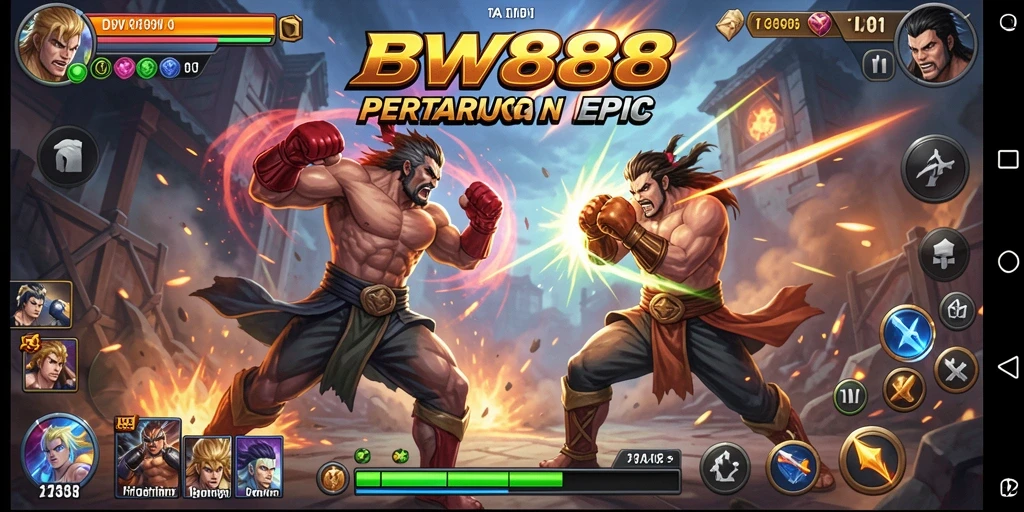 Tangkapan layar utama BW888 dengan aksi pertarungan seru.