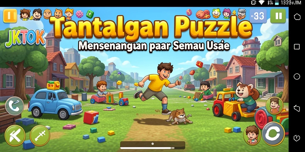 Screenshot gameplay JKTOK dengan tampilan puzzle yang menarik.