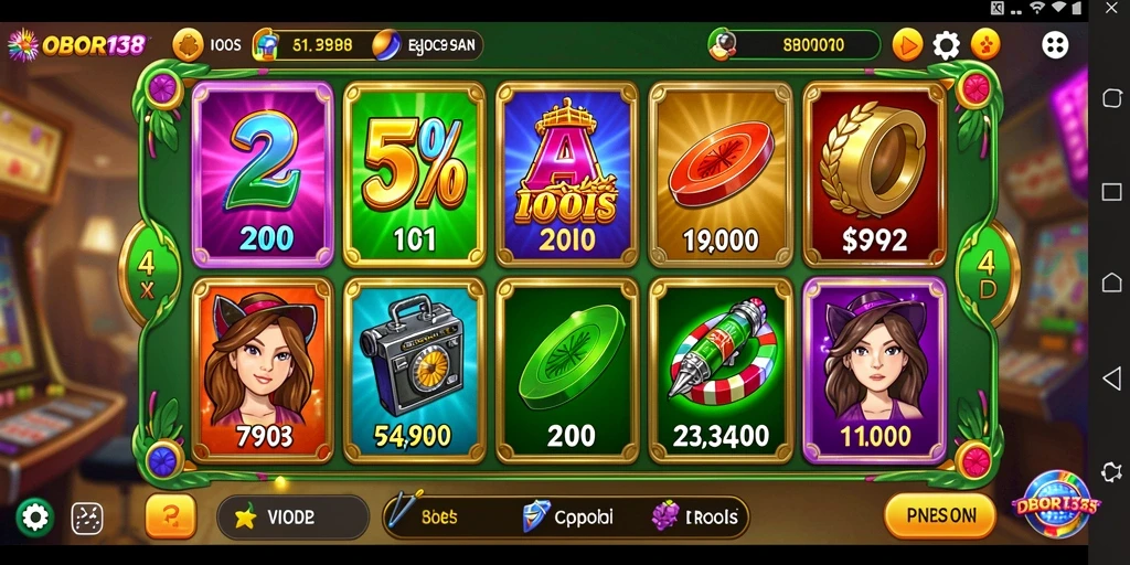 Screenshot OBOR138 menampilkan gameplay Slot yang memikat dan penuh warna.