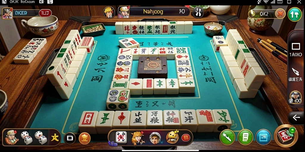 Screenshot gameplay OKJK yang menampilkan momen seru permainan Mahjong.