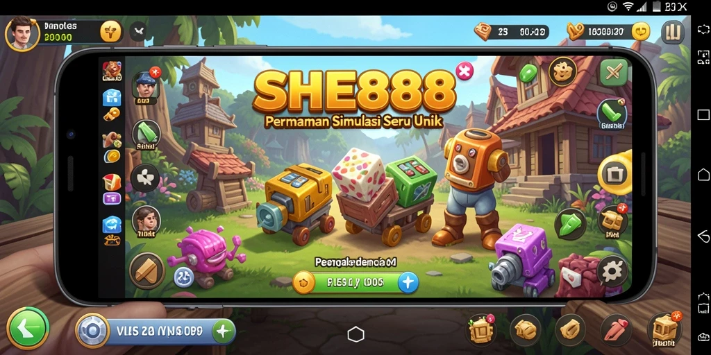 Screenshot gameplay SHE888 menampilkan grafis menawan dunia simulasi.