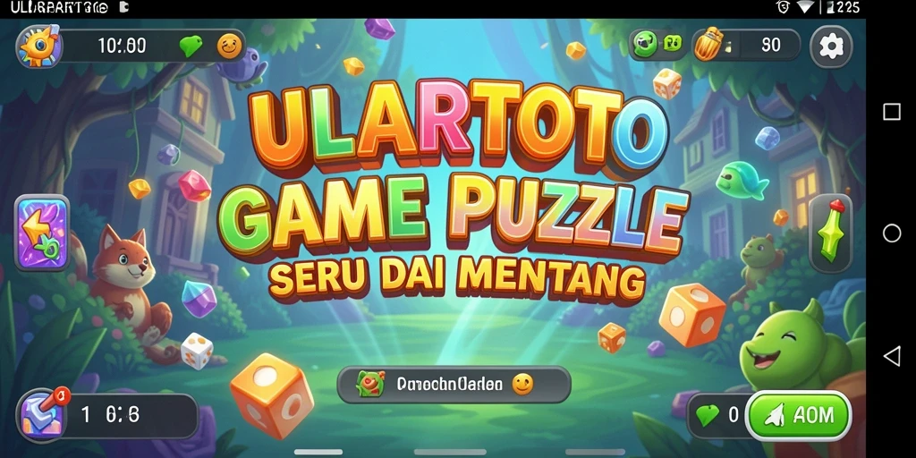 Screenshot gameplay ULARTOTO menunjukkan tantangan puzzle yang penuh warna.